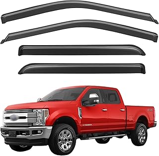 Window Visors Rain Guards for 2017-2026 Ford F250-F550 Super Duty Crew Cab | Out-Channel Window Vent Wind Deflectors Visors Shades Protectors for 17-26 F-250 F-350 F-450 F-550 SD SuperCrew Cab