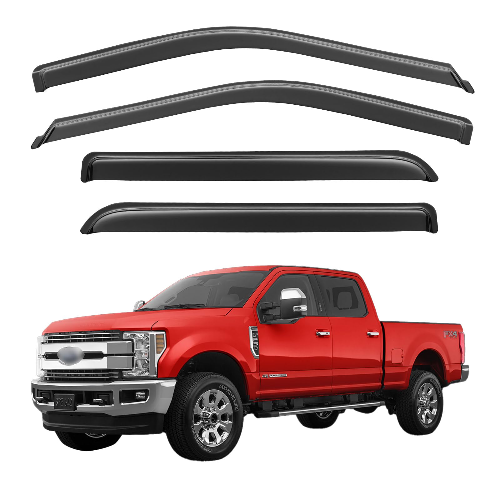 Window Visors Rain Guards for 2017-2026 Ford F250-F550 Super Duty Crew Cab | Out