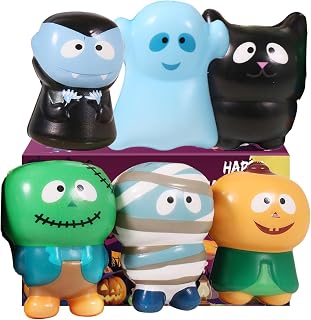 New 6 Packs-Halloween Squishies Toys Slow Rising, Gift Box Includes Ghost: Vampire,Pumpkin,Skull,Black Cat,Mummy,Bat, Halloween Soft Stress Relief Toys for Girls,Boys,Kids Party