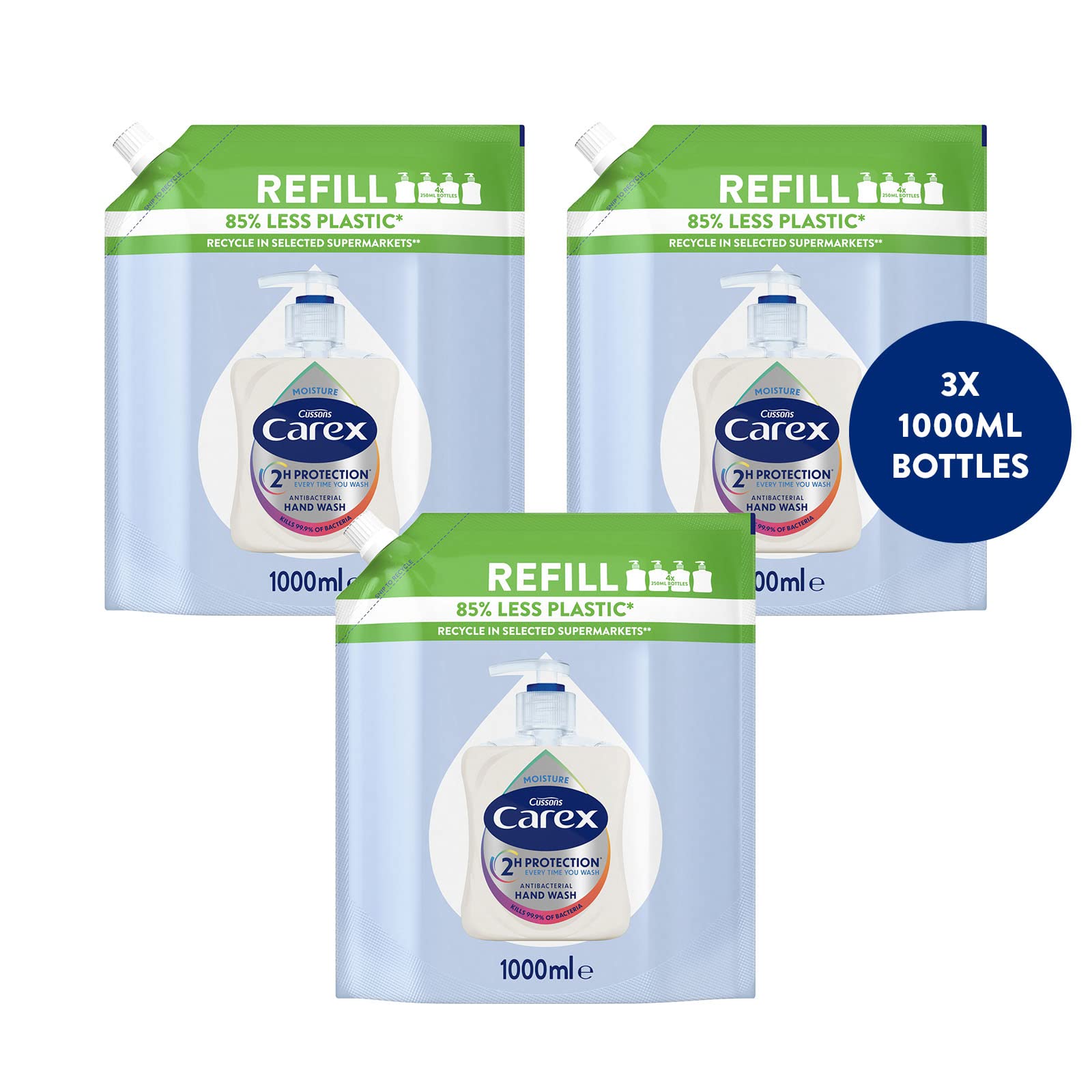 Carex 2 Hour Protection Antibacterial Moisture Hand Wash Refills, Liquid Hand So