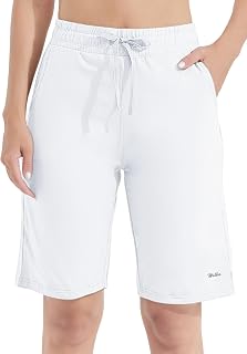 WILLIT Women Cotton Shorts Yoga Pants Long Pants Knee Length Summer Workout Pants 10" with Pockets