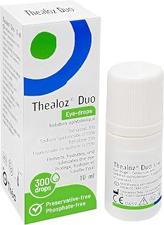 Thealoz Duo Dry Eye Relief Drops, Preservative-Free, Hyaluronic Acid, 10ml | Clinically proven for dry eyes. Hyaluronic acid and trehalose hydrate and lubricate. Contact lens compatible. 300 drops.