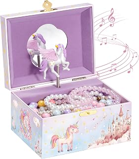 ProCase Musical Unicorn Jewelry Box for Girls, Spinning Unicorn (Box Only) | Kids Small Music Jewellery Box Room Decor, Christmas Birthday Gift for Little Girl Children Toddler Ages 3 4 5 6 7 8 Year Old