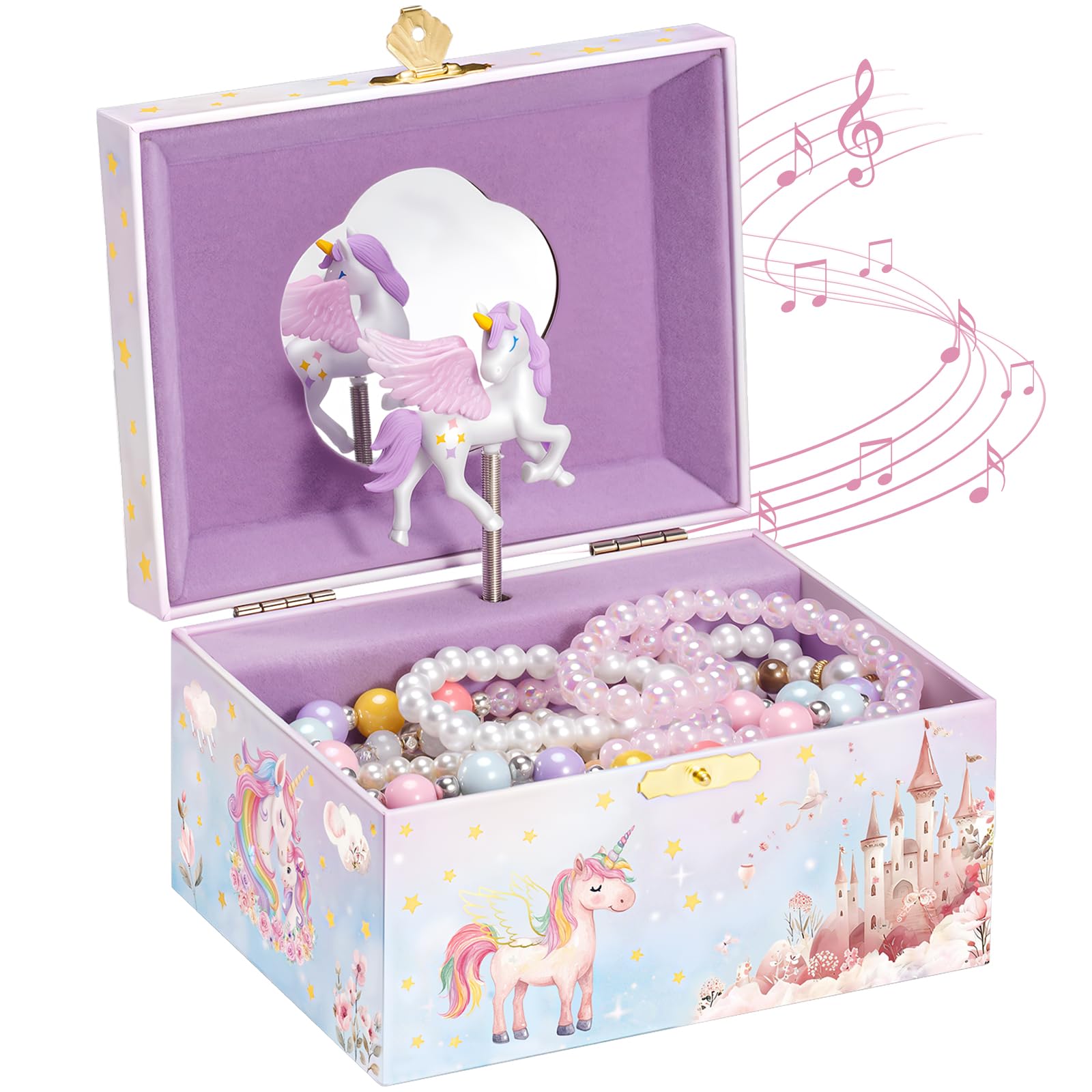 ProCase Musical Unicorn Jewelry Box for Girls, Spinning Unicorn (Box Only) | Kid