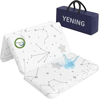 YENING Trifold Pack and Play Mattress Pad Foldable 38x26 Breathable | Waterproof Baby Mattress for Pack N Play Matress Topper
