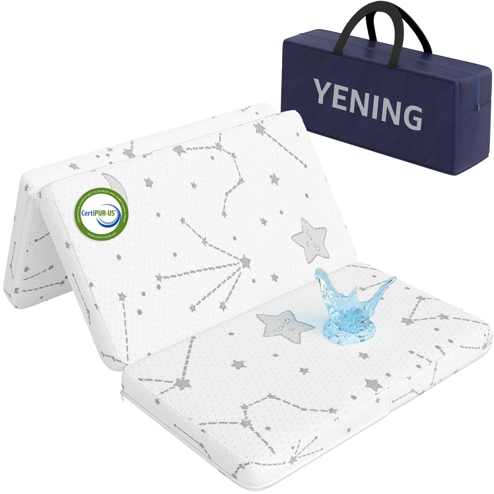 YENING Trifold Pack and Play Mattress Pad Foldable 38x26 Breathable | Waterproof