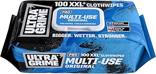 UltraGrime PRO Multiuse Wet Wipes - Heavy-Duty Cleaning Cloths & Hand Wipes Alcohol-Free - Grease, Tools, Industrial Surface Cleaning Wipes - Extra Large Professional Cloth Wipes (Pack of 100)