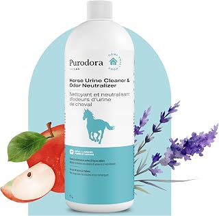 Purodora Lab, Horse Urine Odor Neutralizer, Cleans & Eliminates Urine & Feces Odors, for Use in Barns & Trailers, Apple & Lavender Scent, 1L.