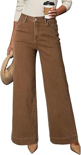 Dokotoo Women's Casual High Waisted Jeans Stretch Wide Leg Loose Denim Pant | Baggy Jeans Women, Stretchy Straight Leg Pants, High Waisted Jeans for Women, Loose Fit, Casual Wear