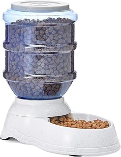 Amazon Basics Gravity Pet Food Feeder for Dogs and Cats, Easy to Clean, Easy to Fill, Removable Lid, 152fl.oz Capacity, Small