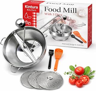 Kintura Kitchen stainless steel food mill with 3milling disc
