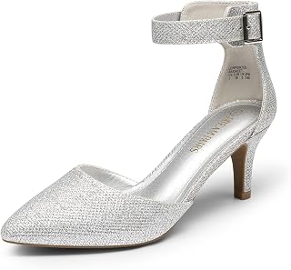 DREAM PAIRS Pointed Toe Classic Comfort Stiletto Pumps Ankle Strap Pumps LOWPOINTED-E