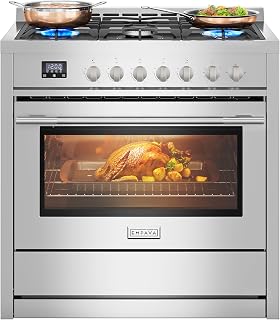 Empava 36″ Professional Gas Range with 18K BTU Triple-Ring Power Burner | Convection Oven, Built-in Timer & Precision Simmer Control for High-Performance Home Cooking, ETL Certified