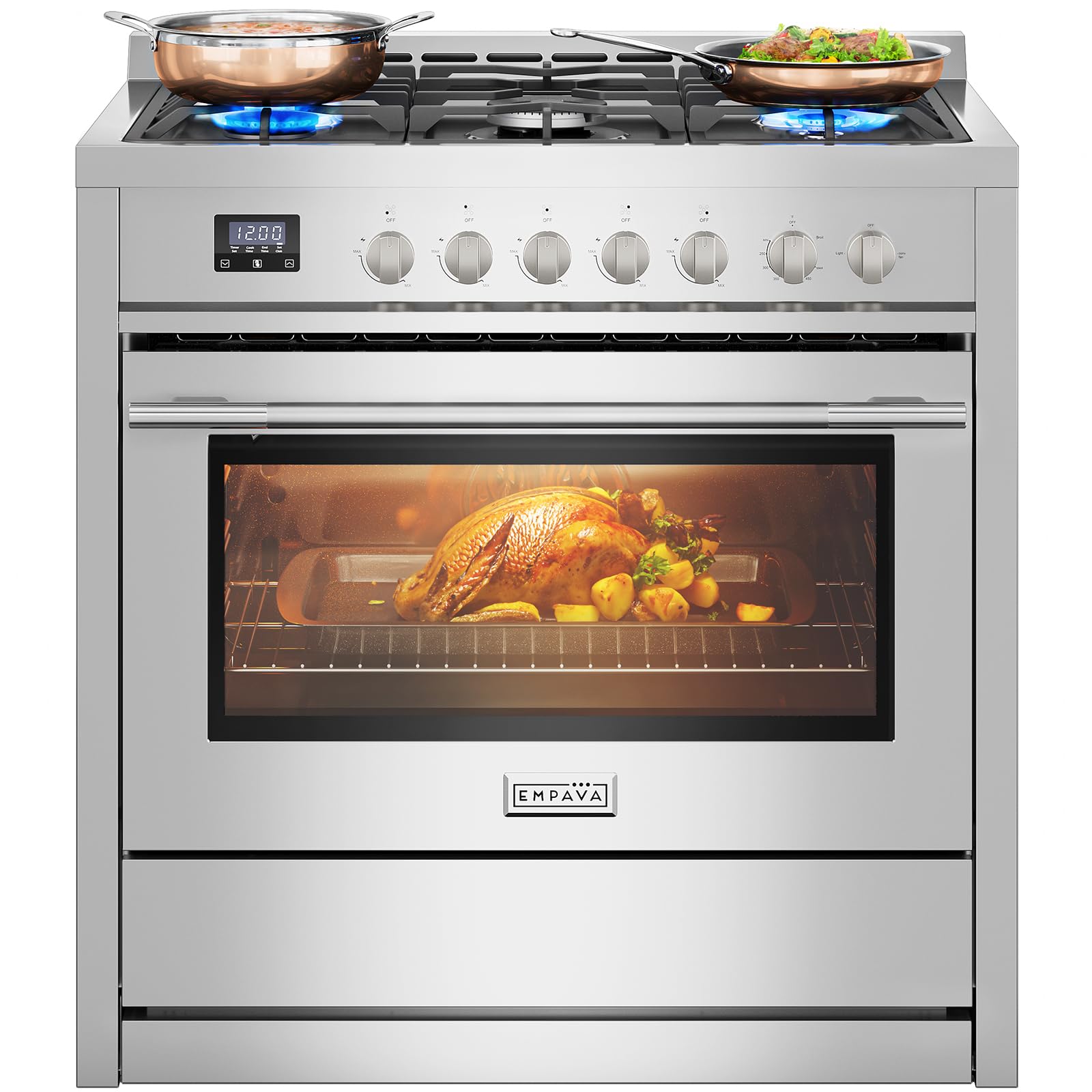 Empava 36″ Professional Gas Range with 18K BTU Triple-Ring Power Burner | Convec