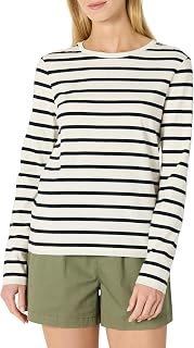 Amazon Essentials Camiseta de Manga Larga de Corte Recto 100% Algodón Mujer