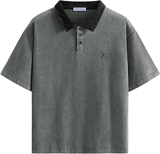 Aelfric Eden Mens Oversized Washed Polo T Shirts Heavyweight Vintage Cotton Tees Short Sleeve Tops Unisex