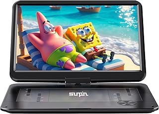 SUNPIN 17.5" Portable DVD Player with 15.6"HD Swivel Screen, 6-Hour Battery | Region-Free DVD Player for Car & Kids, Support USB/SD Card, Sync TV, Headphone Jacks, Remote & RCA Cable, Black