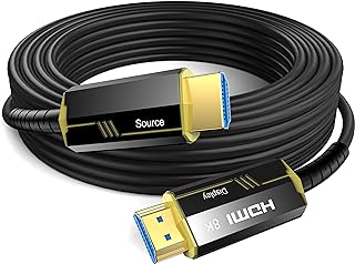 Long HDMI Cable Fiber Optic 15M, 8K Ultra High Speed 48Gbps HDMI 2.1 Cable Support 8K@60Hz 4K@120Hz HDR eARC Dolby Atmos HDCP 2.2/2.3 for Laptop, Monitor, PS5, PS4, Xbox One, Fire TV, Apple TV PC