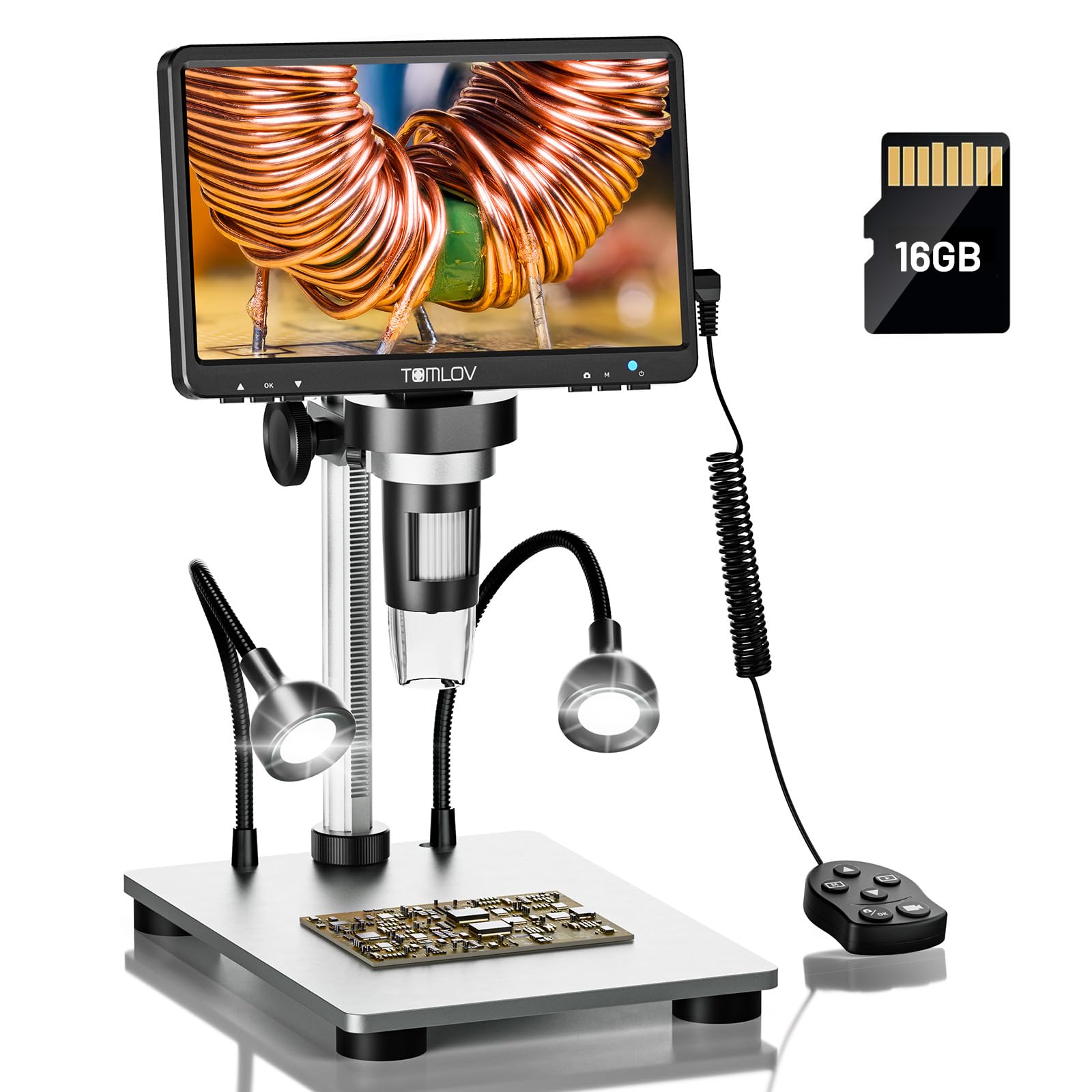 TOMLOV DM9 7" Digital Microscope: 1080P 1200X Coin Microscope Magnifier, 12MP Ul