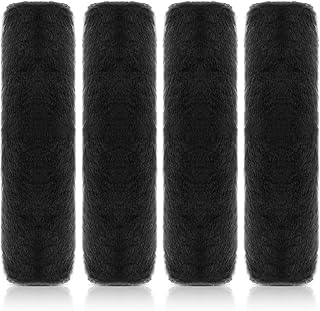 4 Pack Car Seat Belt Pads, Soft Faux Fur Seatbelt Strap Covers, Black | 25 x 6 CM, Fits Most Seat Belts, Helps Reduce Shoulder Rubbing, for Cars, Backpacks and Shoulder Straps