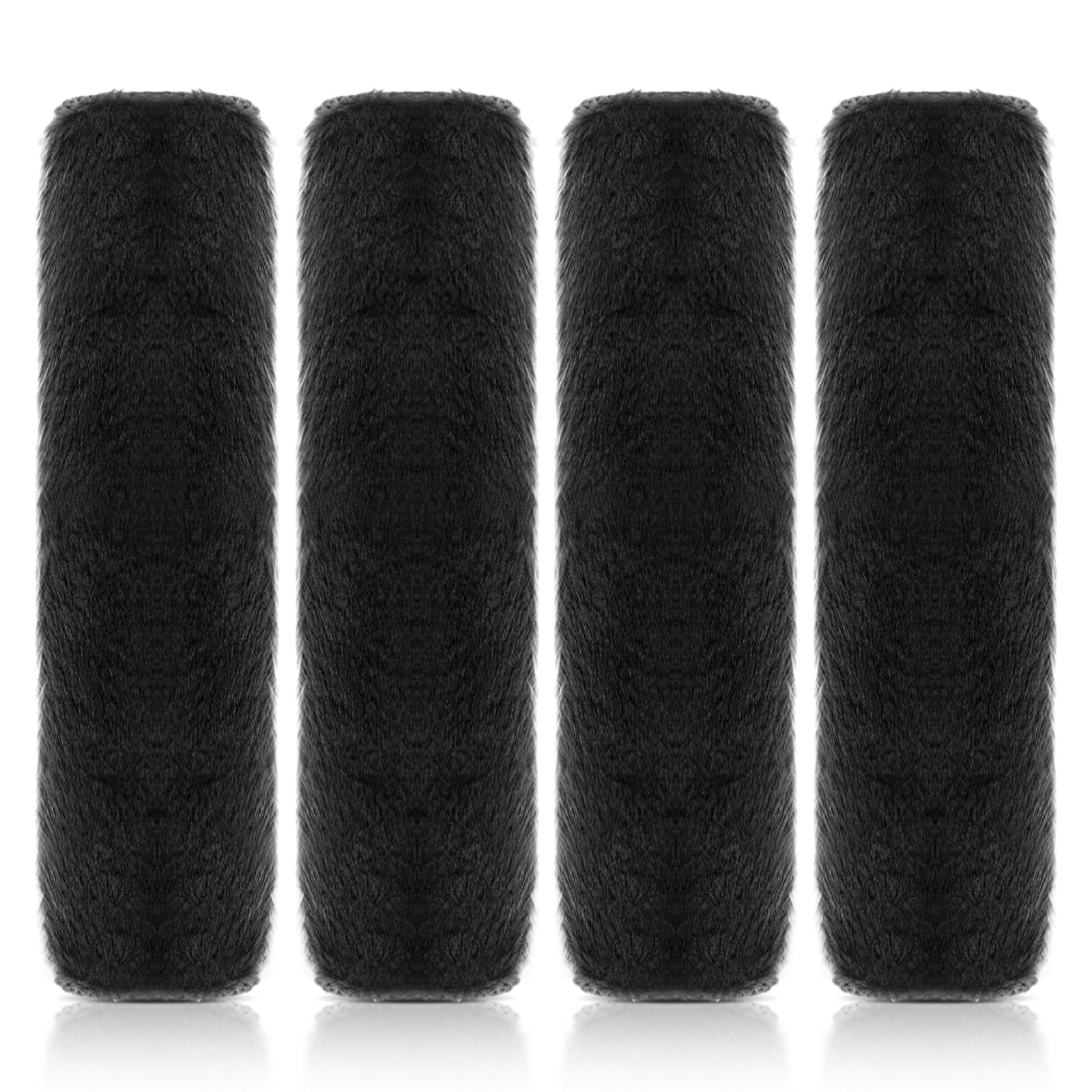 4 Pack Car Seat Belt Pads, Soft Faux Fur Seatbelt Strap Covers, Black | 25 x 6 C