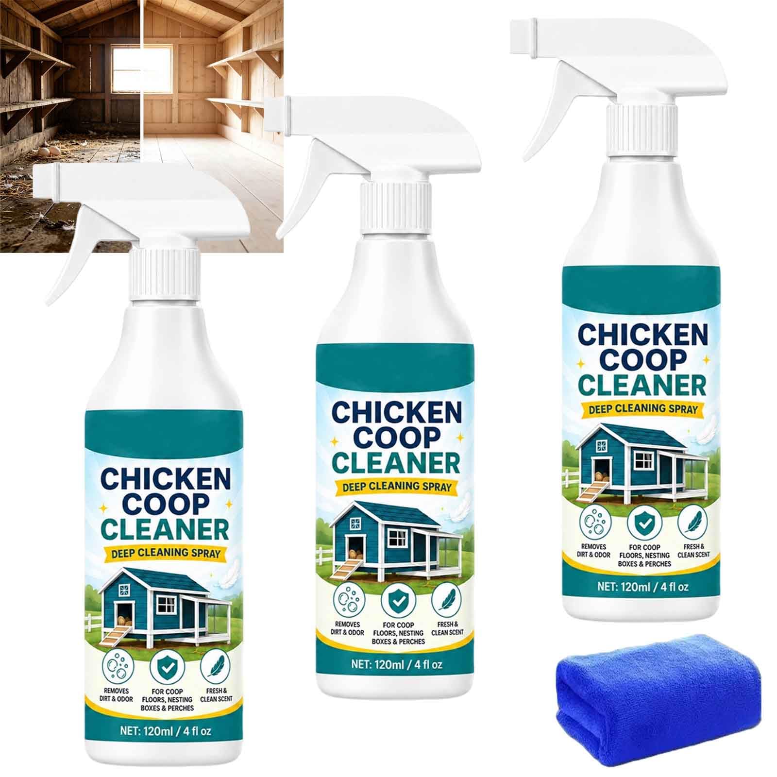 Fresh Chicken Coop Deodorizer Cleaning Spray, Highly Ready-to-Use Safe Chicken C