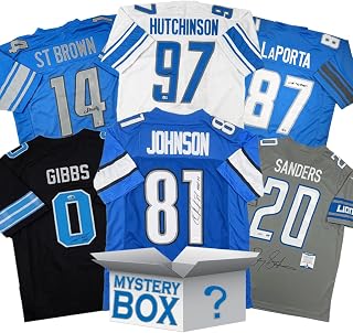 Autographed/Signed Detroit Football Jersey Mystery Box with PSA JSA or Beckett COA