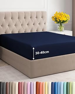 Fitted Sheet Double 135x190 - Microfibre Extra Deep 40cm (16") - Navy Blue