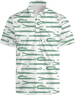 Golf Polo Shirts for Men Funny Print Short Sleeve Golf Shirts Performance Golf Polos