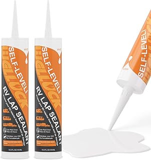 WELLUCK 2PC RV Lap Sealant Self Leveling Roof Sealant for RV Roofs, White Flexible Repair Caulking Rubber Epdm Sealant for Camper Motorhomes Trailers Secure Odorless Waterproof UV All Weather Adhesive