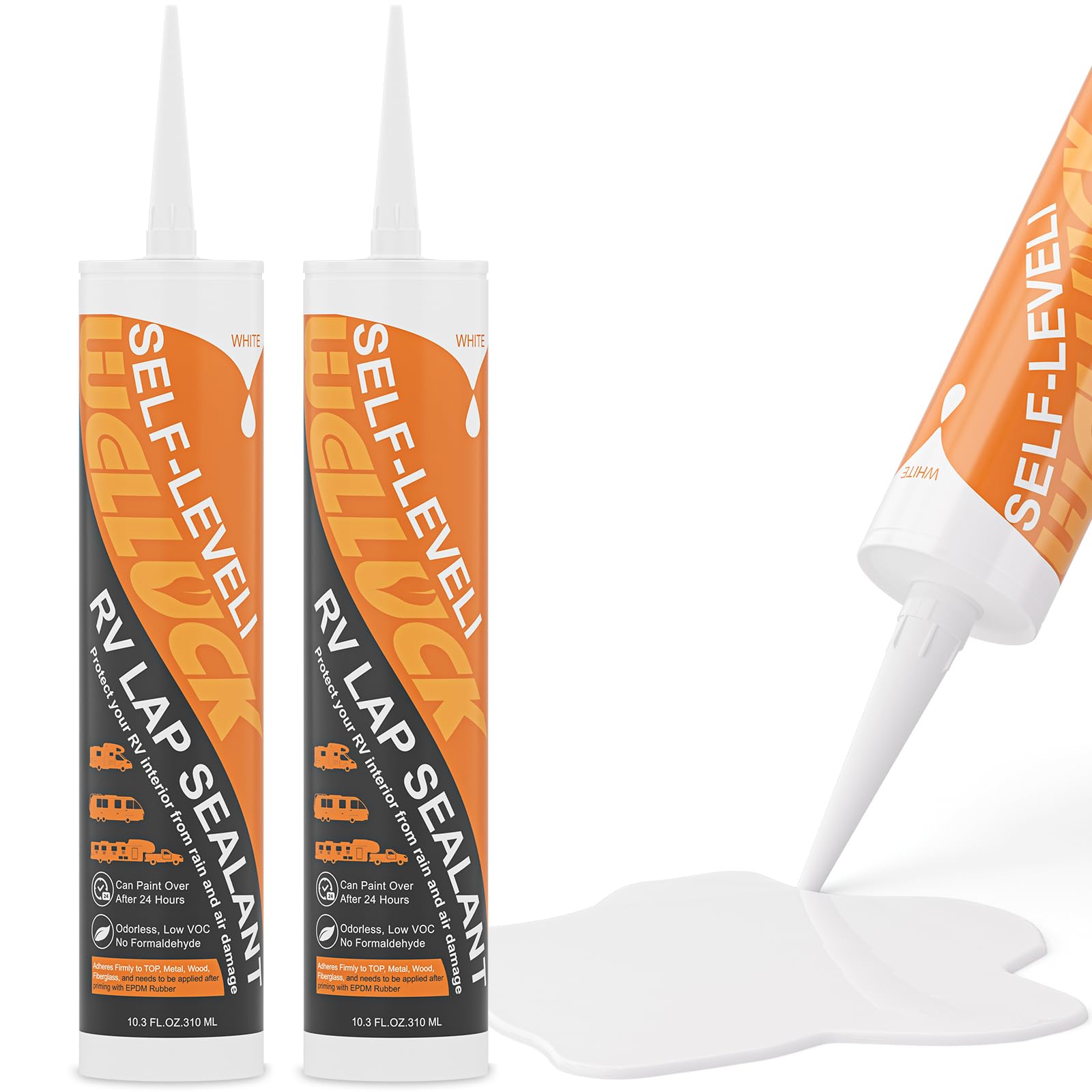 WELLUCK 2PC RV Lap Sealant Self Leveling Roof Sealant for RV Roofs, White Flexib
