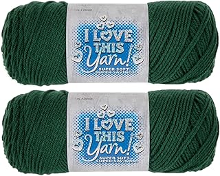 Hobby Lobby I Love This Yarn 100% Acrylic, 180 Forest Green, Set of 2 | 4 Medium Weight, 355 Yards Per Skien, For Crocheting & Knitting