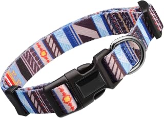 Dog Collar, Heavy Duty Quick Release Buckle, Adjustable Length, Durable and Comfortable Nylon Pet Collar Size Large, Colorful Wideline