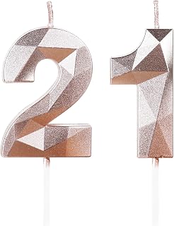 21st Birthday Candles,Number 21 Candles,Rose Gold Happy Birthday Candle for Cake,3D Design Cake Topper Decorations for Boy Gril Women Men Pet Birthday Party Wedding Anniversary Celebration Supplies