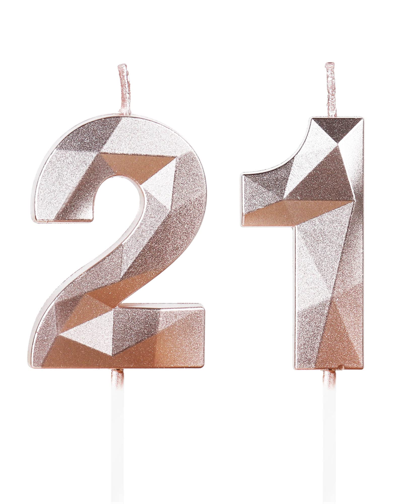 21st Birthday Candles,Number 21 Candles,Rose Gold Happy Birthday Candle for Cake