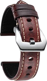BINLUN Leather Watch Strap for Men Women Leather Straps 18mm 20mm 22mm 24mm 26mm Vintege Retro Leather Strap Black Blue Brown Green Red