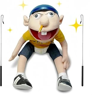 SML Jeffy Hand Puppet with 2 Rods, 60cm XL Ventriloquist Dummy | Professional Movable Mouth, Soft Plush Toy for Boys & Girls | Educational & Interactive Entertainment