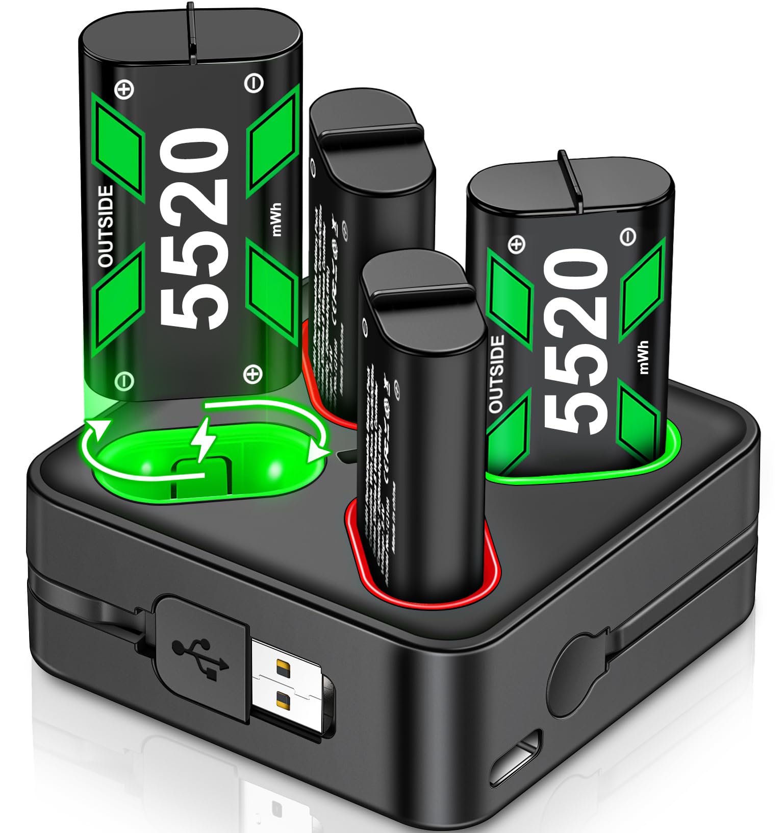 HASACOOL Controller Battery Pack for Xbox One, Xbox Series X|S, 4x5520mWh Rechar