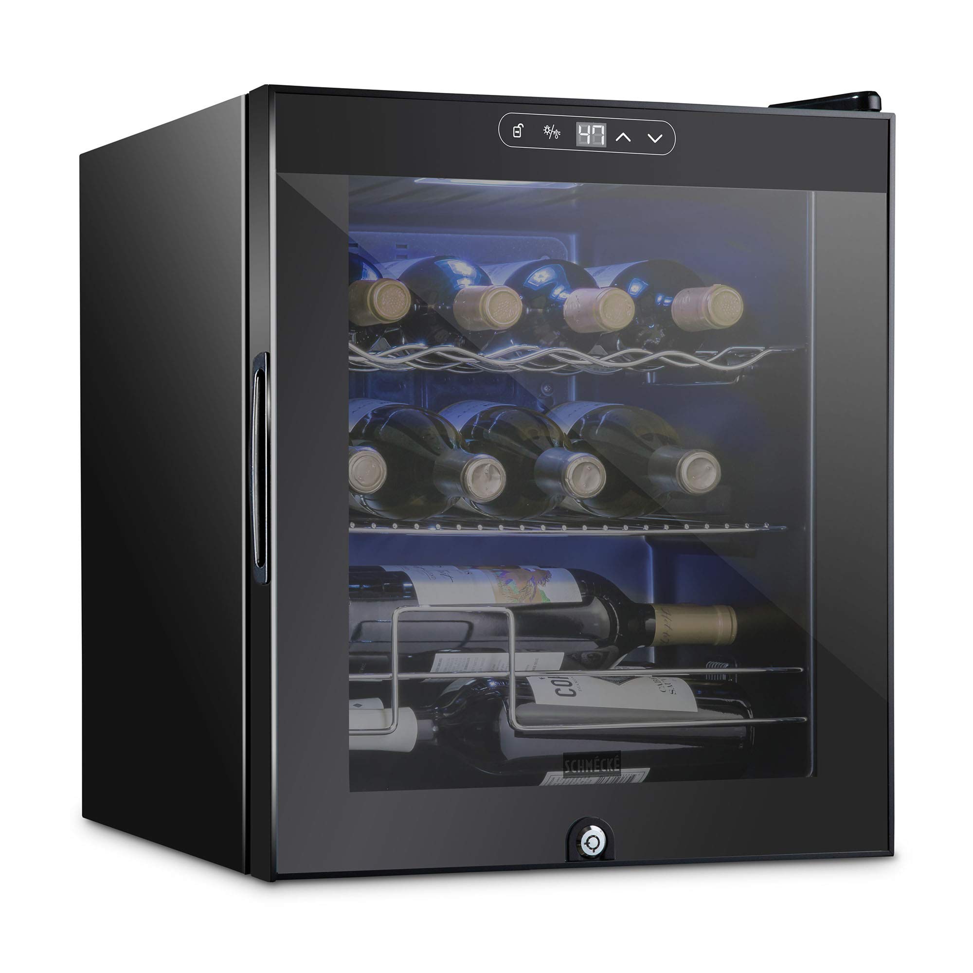 Schmecke 12 Bottle Compressor Wine Cooler Refrigerator w/Lock | Large Freestandi