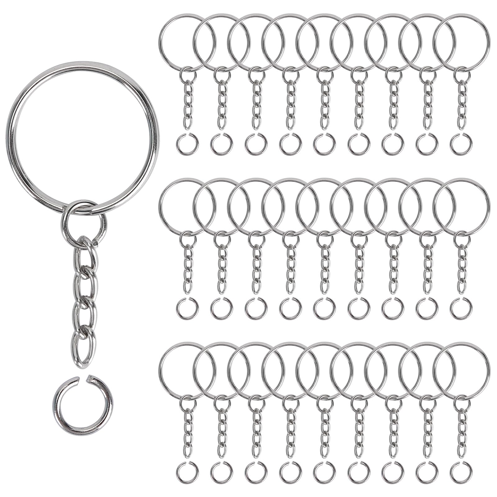 120PCS Keychain Making Supplies, 60PCS Key Chain Rings with Chain and 60PCS Jump