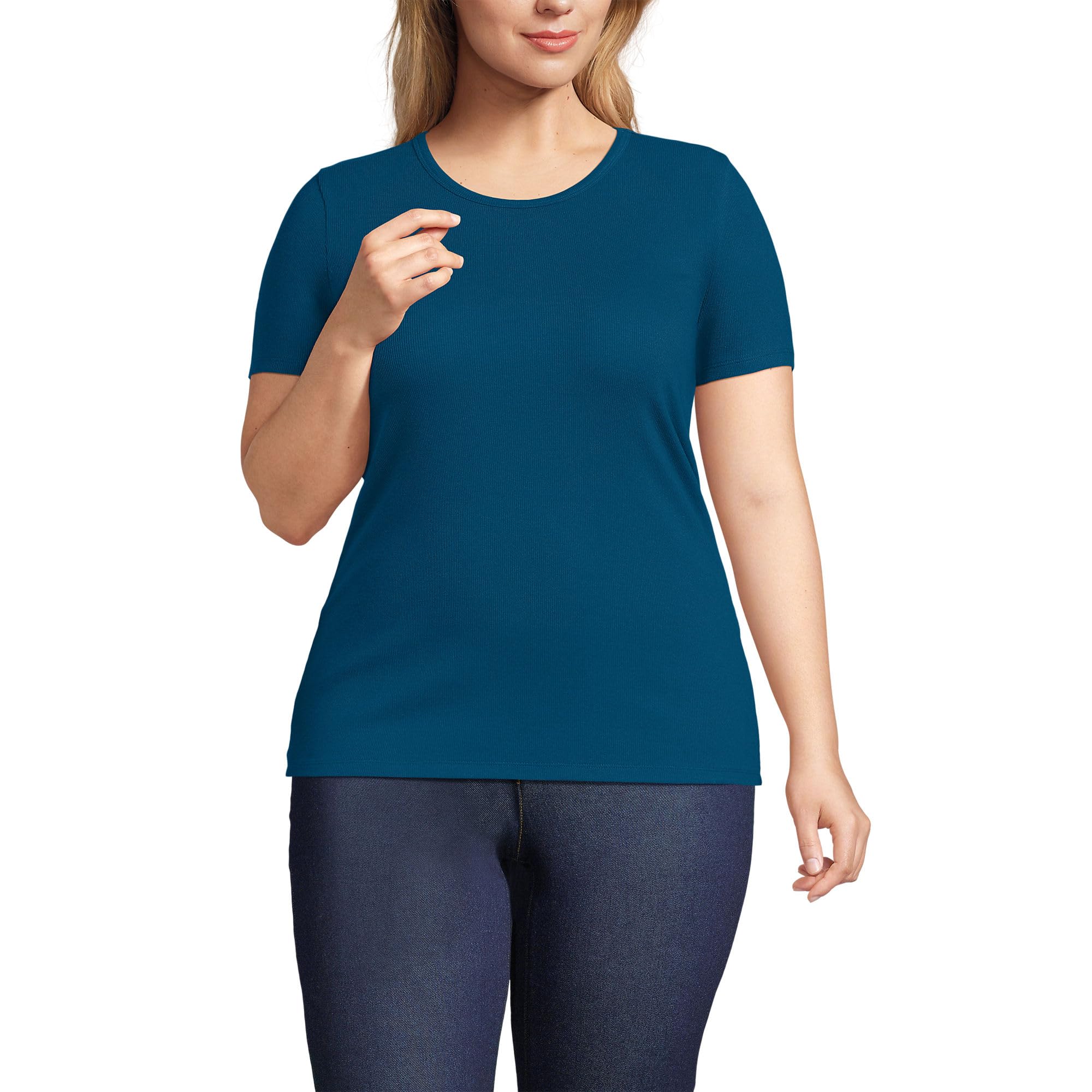 Lands' End Women's Cotton Rib Knit T-Shirt