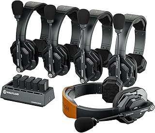 Hollyland Solidcom SE Full Duplex 5-Users ENC Noise Cancellation Wireless Intercom Headset System 1100ft Team Communication with PTT Mute Single Ear Headset for TV Film Production Drone (2.4G Version)