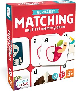 Chuckle & Roar Alphabet Matching Memory Game, Toddler Games, Kids Ages 3+ | for Kids Ages 3+ – Preschool Letter Matching Board Game for Toddlers, Uppercase & Lowercase ABC Learning Game