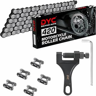 DYC 420 Chain 132 Links with 5 Master Links and Chain Breaker Tool | Cut to fit 420 chain kit for mini bikes pit bikes ATVs and go karts using 420 sprockets