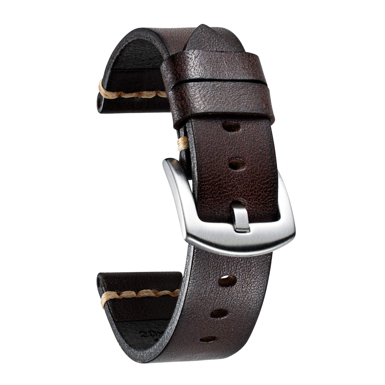 BINLUN Genuine Leather Watch Band Rubbing Leather Watch Straps Vegetable Tanned 