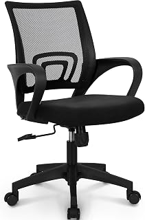 NEO CHAIR Office Computer Chair Gaming Mid-Back Mesh Desk Chair, Black | Breathable Mesh Back with Lumbar Support, Height Adjustment, Smooth Rolling Casters for Home Office, Study or Gaming Setup