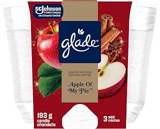 Glade® Holiday Scented Candle, Apple of My Pie™, 3-Wick Candle | Packaging may vary - Limited Edition Fall Candle, Essential Oil-Infused, Cozy Apple of my Pie Scent, Living Room, Kitchen
