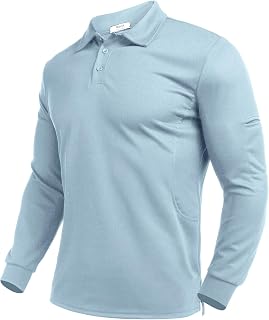 Deyeek Mens Quick Dry Long Sleeve Golf Polo Shirt