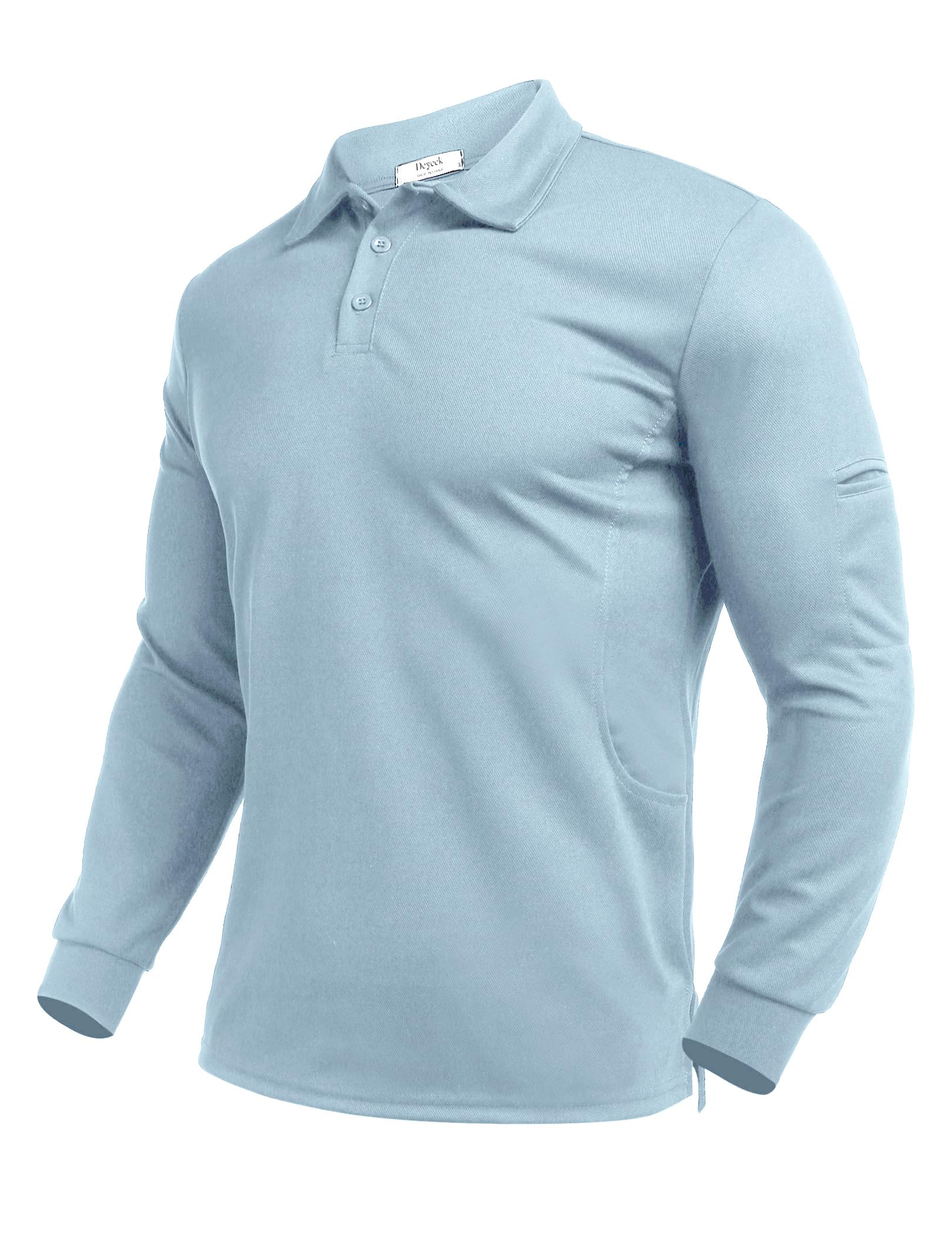 Deyeek Mens Quick Dry Long Sleeve Golf Polo Shirt