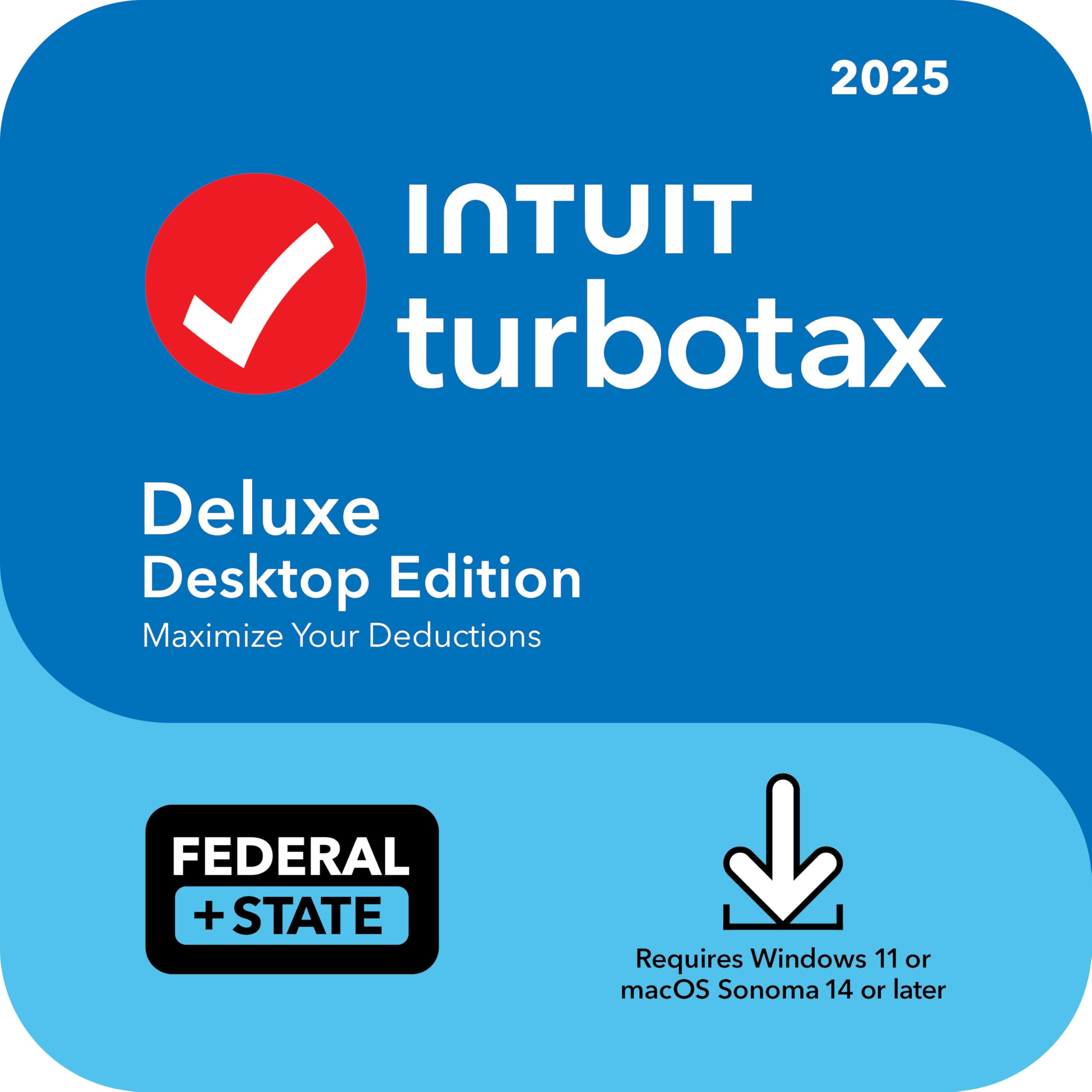 TurboTax Deluxe Desktop Edition 2025, Federal & State Tax Return [Win11/Mac14 Do